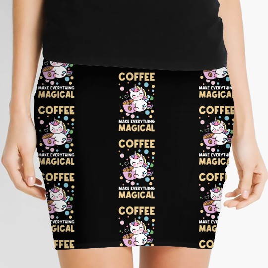 Pink Magical Unicorn Caffeine Coffee Lover Women's Mini Skirts