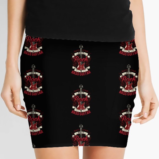 Born To Rock The Bass Guitar Music Musician Band Women's Mini Skirts