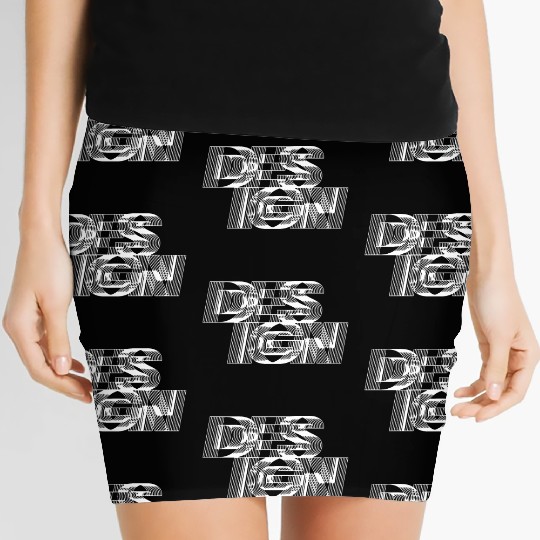 black and white design typography Women's Mini Skirts