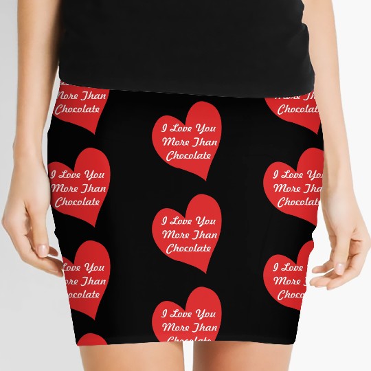 I Love You More Than Chocolate White in Red Heart Women's Mini Skirts