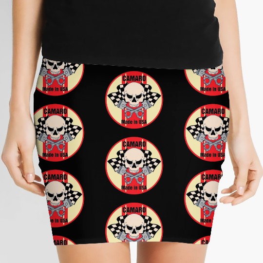 Camaro Made in USA skull & pistons Women's Mini Skirts