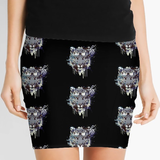 Tiger head artwork design Women's Mini Skirts
