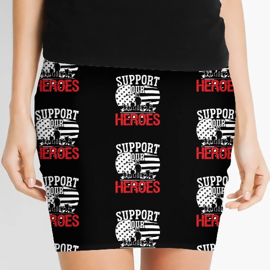 Soldier support our heroes military army veteran Women's Mini Skirts