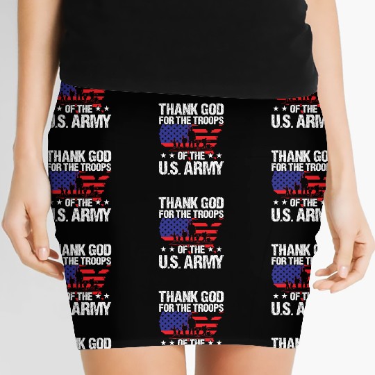 Soldier thank god for troops of us army military Women's Mini Skirts