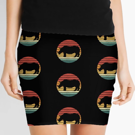 Rhino Lover - Vintage Sunset Rhinoceros Women's Mini Skirts