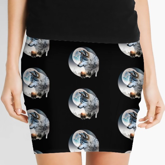 Wolf Moonlight Forest Wild Werewolf Watercolor 3 Women's Mini Skirts