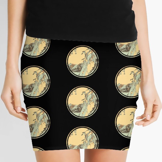 Japanese mountain painting Women's Mini Skirts