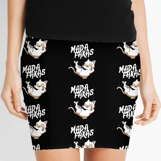Clumsy Cat I Madafakas I White Cat Women's Mini Skirts