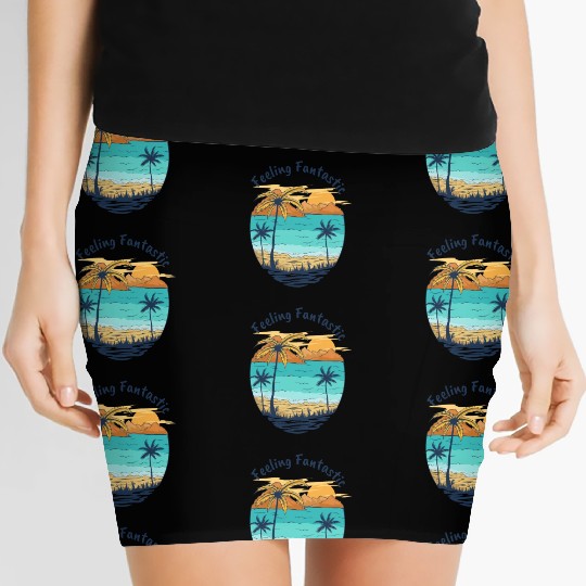 Feelin Fantastic Beach Palm Trees Summer Vacation Women's Mini Skirts