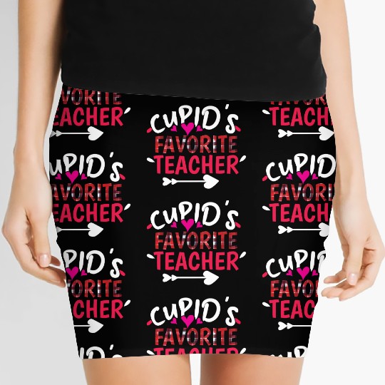 Plaid Cupid Favorite Teacher Valentines Day Women's Mini Skirts