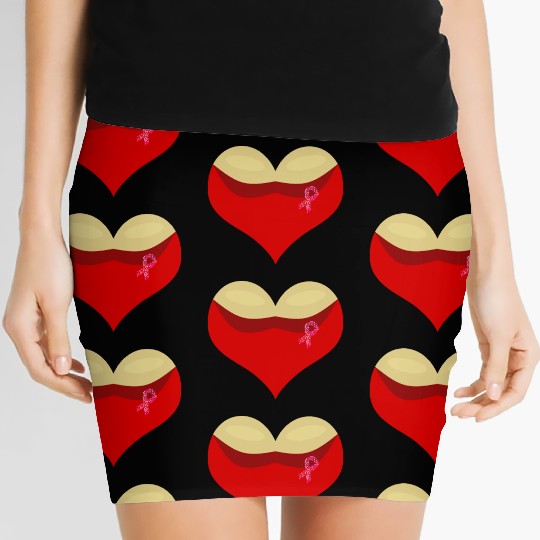 Cancer awareness Boobies love heart Women's Mini Skirts