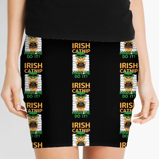 Angry Funny Cat Happy Saint Patrick Day Women's Mini Skirts