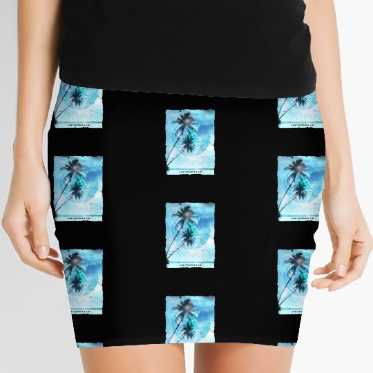 Artistic Jacksonville Florida Palm Tree Vacation Women's Mini Skirts