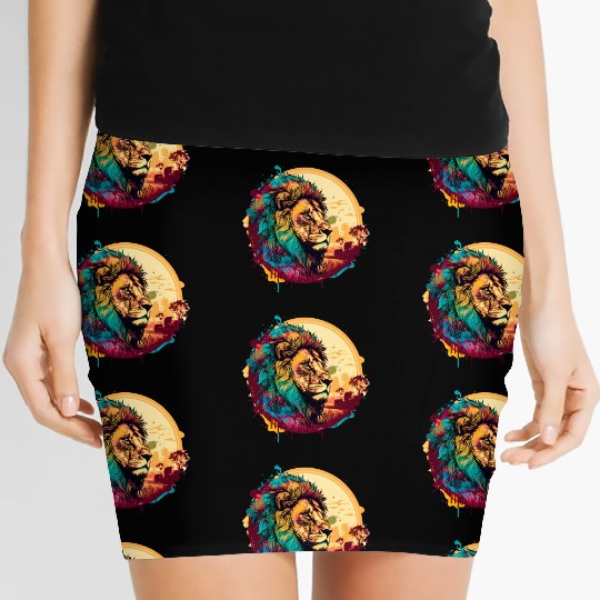 Africa abstract lion Women's Mini Skirts