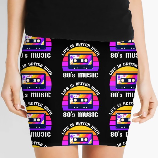 Life Is Better With 80s Music Eighties Vibe Retro Women's Mini Skirts