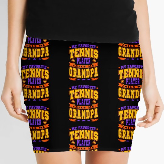 Calls Me Grandpa Funny Grandchildren Tennis Lover Women's Mini Skirts