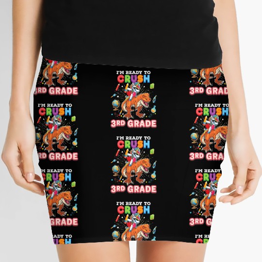 I m Ready To Crush 3rd Grade Unicorn Dinosaur Women's Mini Skirts