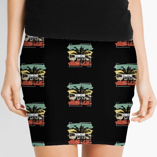 Ormond Beach Florida Artistic Palm Tree Retro Women's Mini Skirts