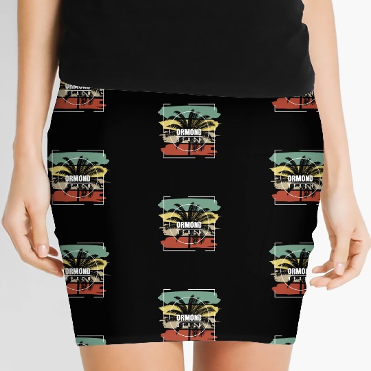 Ormond Beach Florida Artistic Palm Tree Retro Women's Mini Skirts