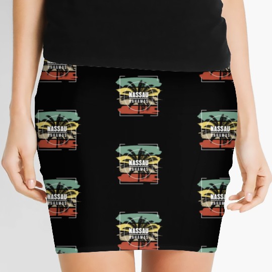 Nassau Bahamas Artistic Palm Tree Retro Women's Mini Skirts