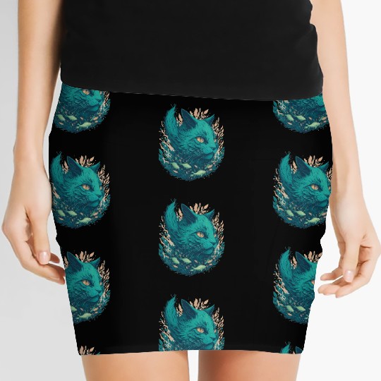 Great Green Beast Cat Funny Design Women's Mini Skirts