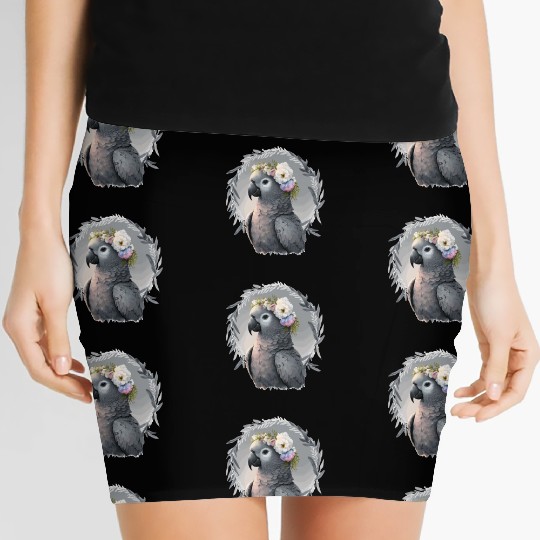 Artistic African Gray Parrot Bird Flower Crown Pet Women's Mini Skirts
