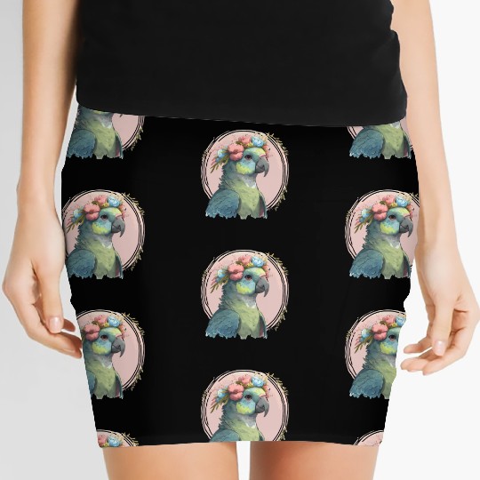 Cute Hahn's Macaw Bird Flower Crown Pet Birds Women's Mini Skirts
