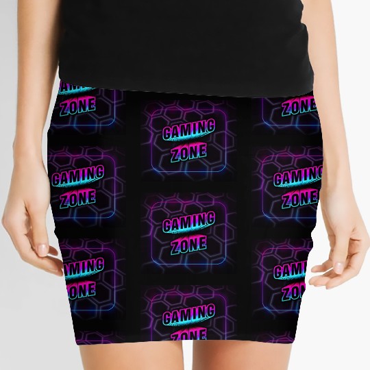 gaming zone neon 3d Women's Mini Skirts