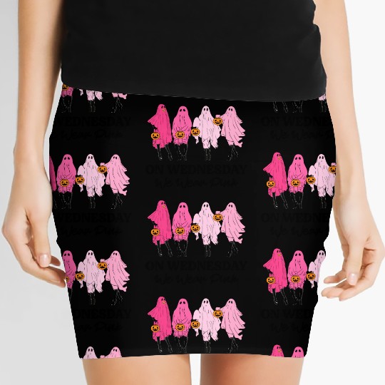 Breast Cancer On Wednesday We Wear Pink Halloween Women's Mini Skirts