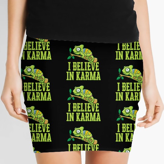 Happy Green Chameleon Karma Believer Women's Mini Skirts