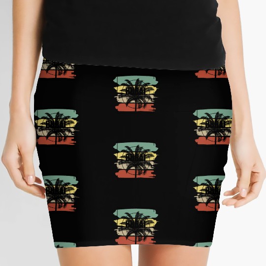 Dubai United Arab Emirates Palm Tree Retro Women's Mini Skirts