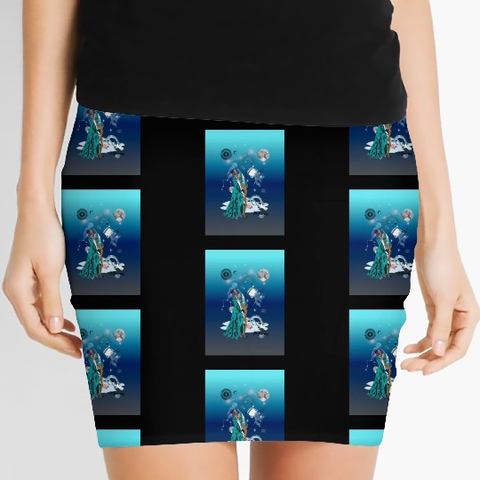 Zodiac sign Aquarius in the unique version Graphic Women's Mini Skirts