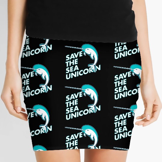 Funny Save the Sea Unicorn Narwhal Women's Mini Skirts