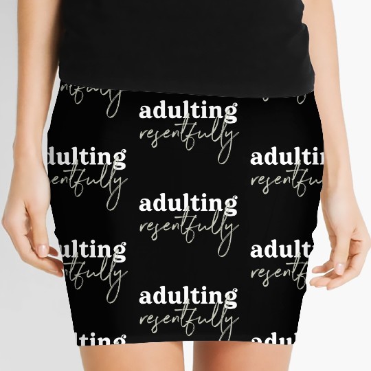 Adulting Resentfully White And Green Women's Mini Skirts