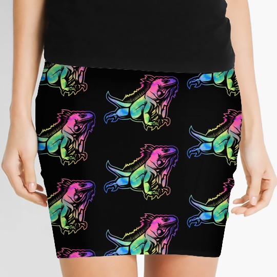 Colorful Lizard Iguana Reptile Lover Women's Mini Skirts