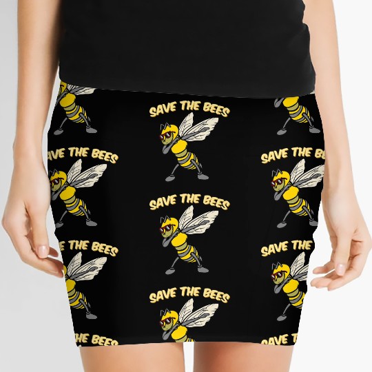 Save The Bees Women's Mini Skirts Dabbing Bumblebee Bee