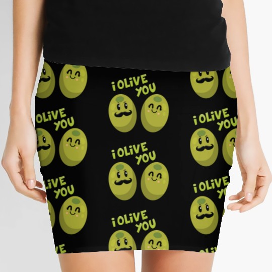 Green Olives Valentine Olive You Women's Mini Skirts