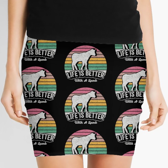 Funny Lamb Vintage Retro Life Is Better With Women's Mini Skirts
