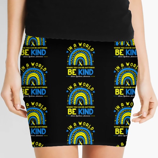 Be Kind Down syndrome Awareness October Teacher Women's Mini Skirts