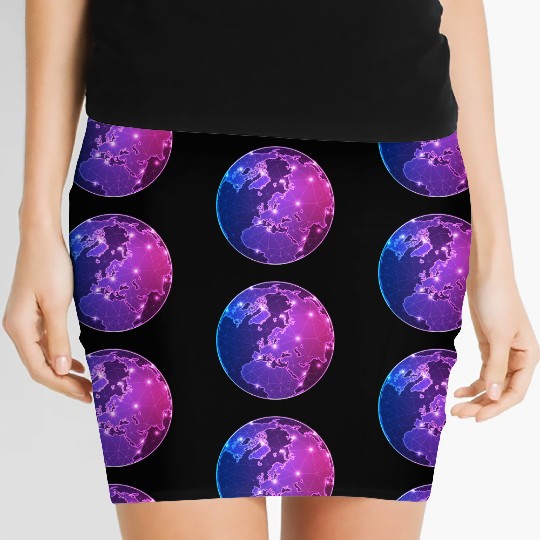 Geometric World Map Women's Mini Skirts