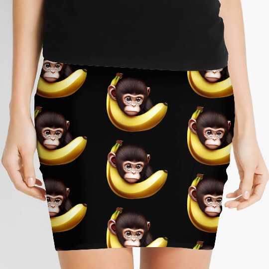 Monkey hide and seek banana Women's Mini Skirts