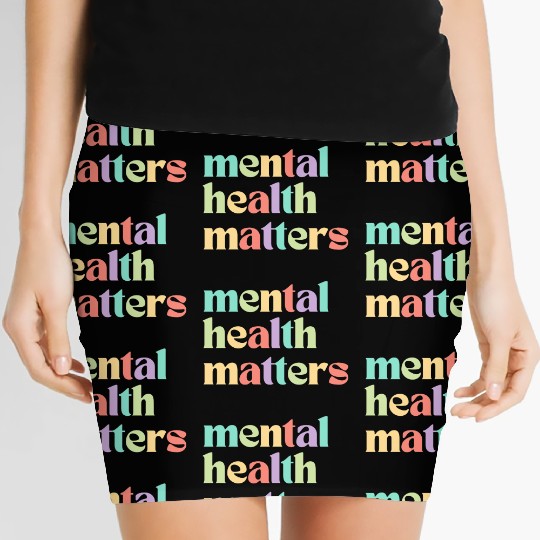 Mental Health Matters | Retro Quote Mixed Peach Women's Mini Skirts