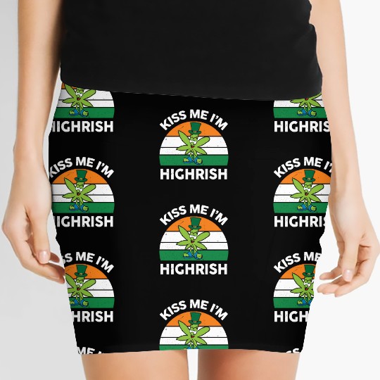 St Patricks Day Kiss Me Im Highrish Marijuana Women's Mini Skirts