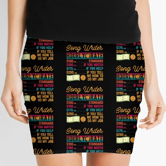 Funny Vintage Song Writer Hourly Rate Job Title Women's Mini Skirts