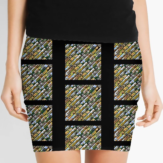Wildlife Stripe black Collage Women's Mini Skirts