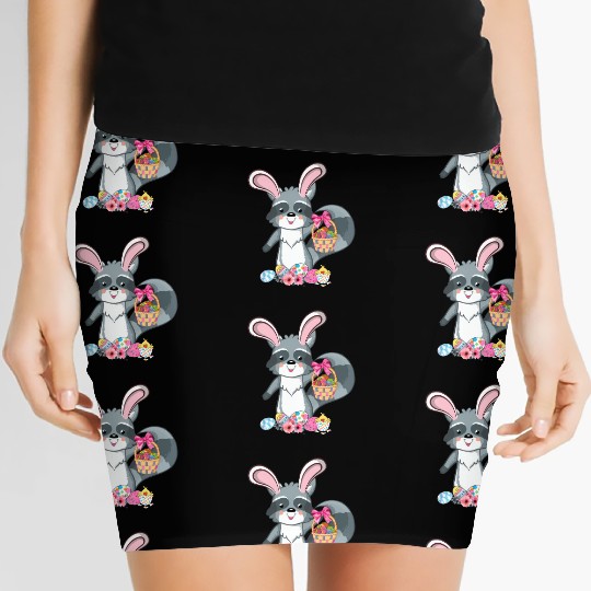 Raccoon Bunny Ears Easter Eggs For Women's Mini Skirts