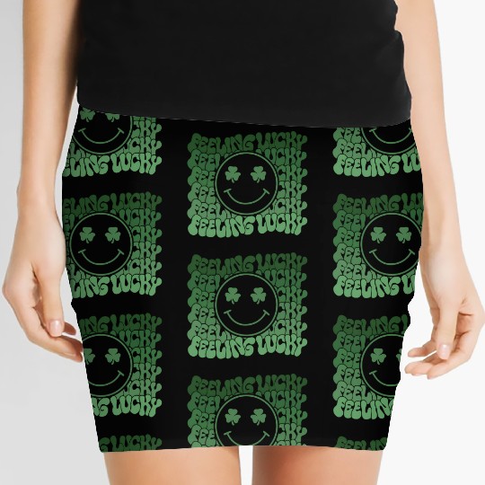 Feeling Lucky Saint Paddys Irish Smiling Icon Sham Women's Mini Skirts