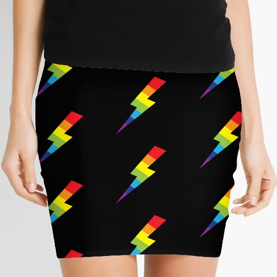 Awesome Rainbow Lightning Bolt Print Women's Mini Skirts