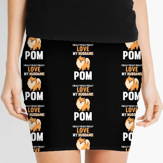 I Love My Husband Pomeranian Women's Mini Skirts