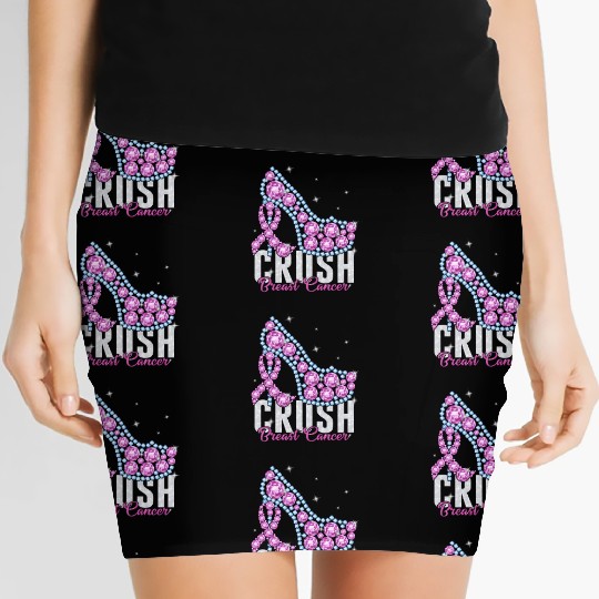 Crush Breast Cancer Bling Ribbon Women's Mini Skirts
